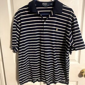 EUC Vintage Polo Ralph Lauren sz XL blue white striped golf fit polo rugby shirt